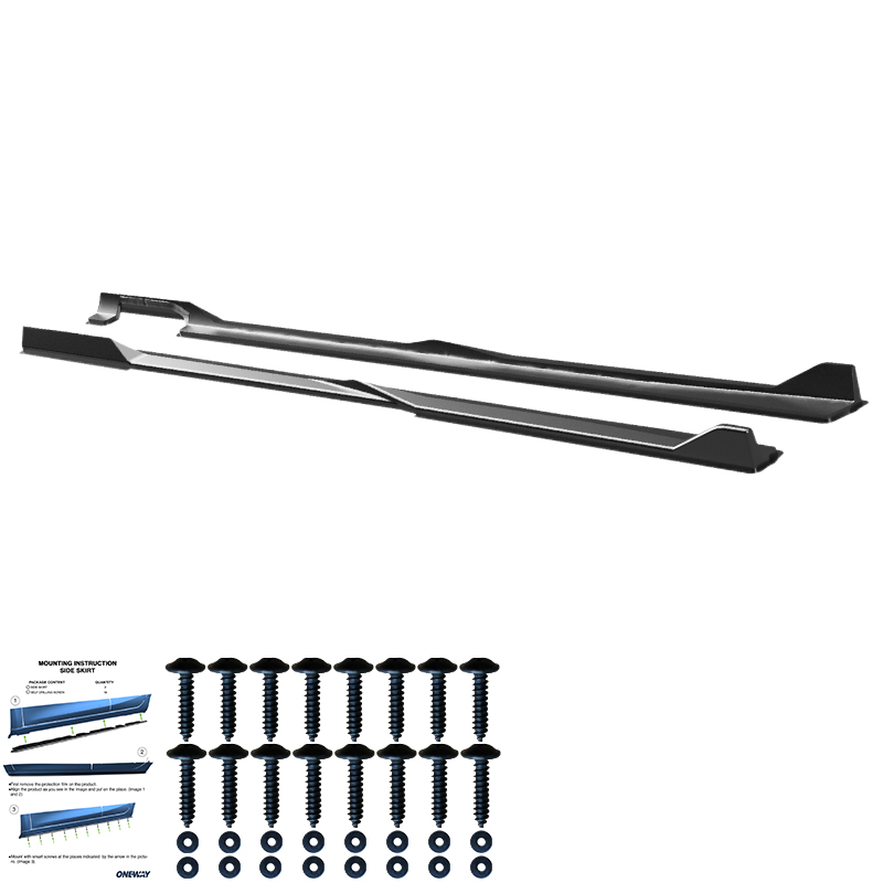 Oneway Set de jupes latérales sur mesure pour BMW Serie-5 G60/G61 Sedan/Touring M-Pack 2023- incl. i5 - Noir brillant
