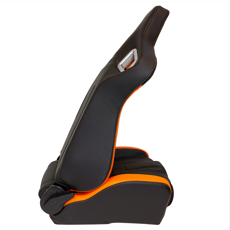 Siège baquet 'RS6-II' - Noir-Mattes/Simili Cuir Orange - Dossier réglable - incl. glissières