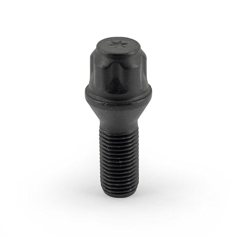 Jeu de antivol de roue H&R M14x1.50x28mm conique Noir - 4 boulons antivol de roues avec adaptateur
