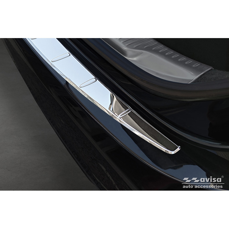 Protection de seuil arrière inox Chrome sur mesure pour Mercedes Classe-S (W223) 2020- 'Ribs'