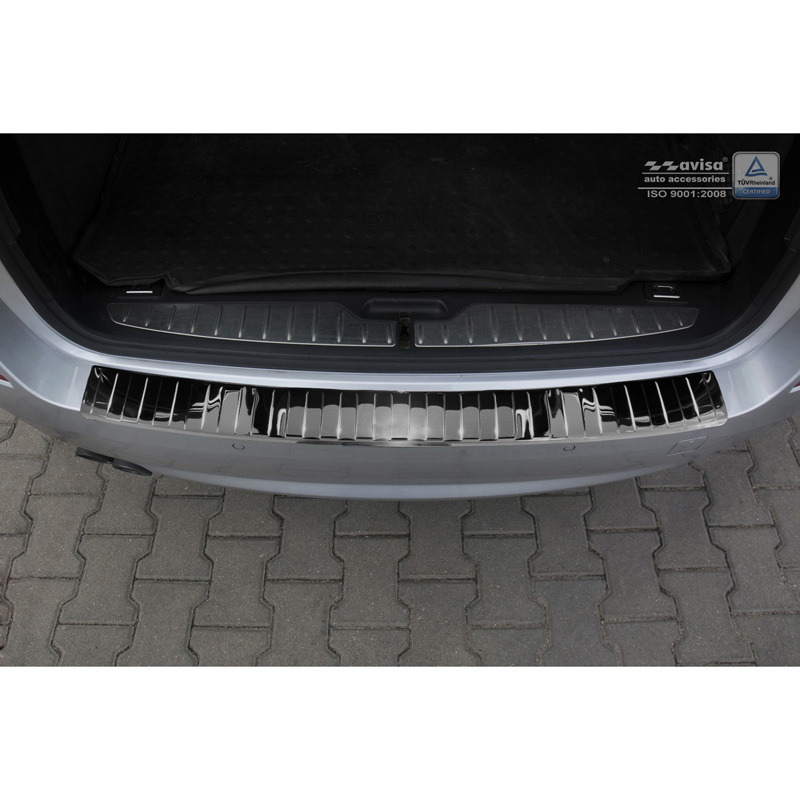 Protection de seuil arrière inox Noir-Chromé sur mesure pour BMW Série 5 F11 Touring 2010-2016 'Ribs'