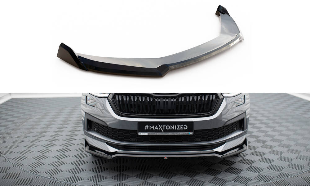 Voorspoiler Skoda Kodiaq Mk1 Facelift Sportline Maxton Design glans zwart V.2