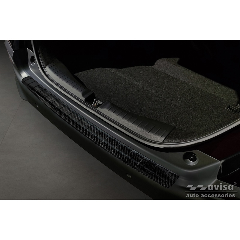 Protection de seuil arrière carboné 3D sur mesure pour Honda Jazz Crosstar Hybrid 2020- 'Ribs'