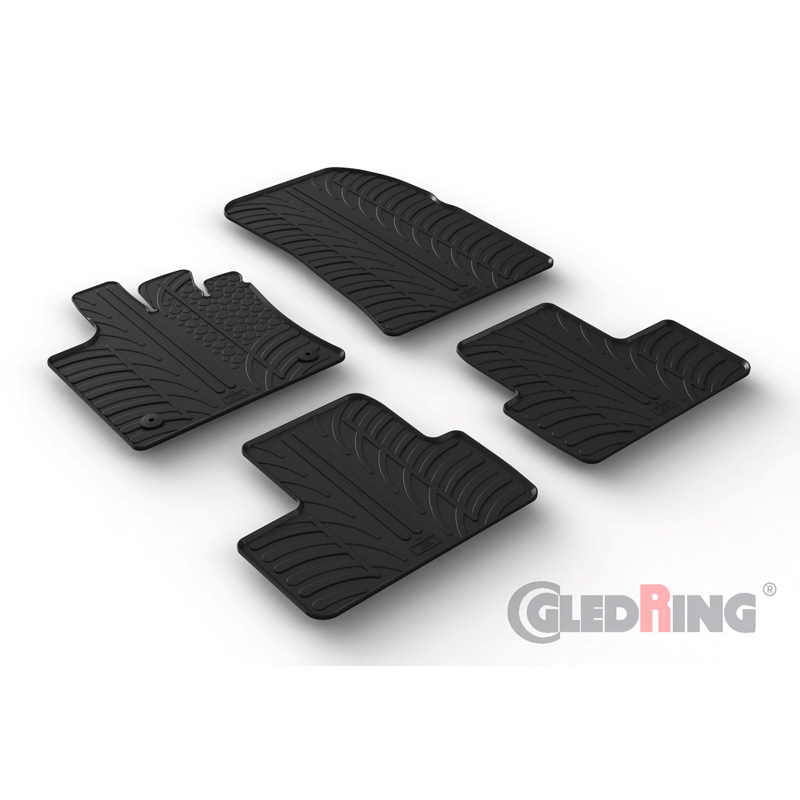 Set tapis de caoutchouc sur mesure pour Renault Captur II 2020- & Mitsubishi ASX II 2023- (T profil 4-pièces + clips de montage)