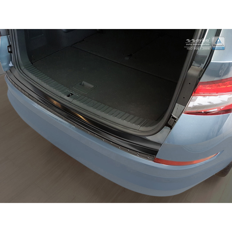 Protection de seuil arrière inox noir sur mesure pour Skoda Kodiaq 2017-2021 & FL 2021-2024 Incl. RS & Scout