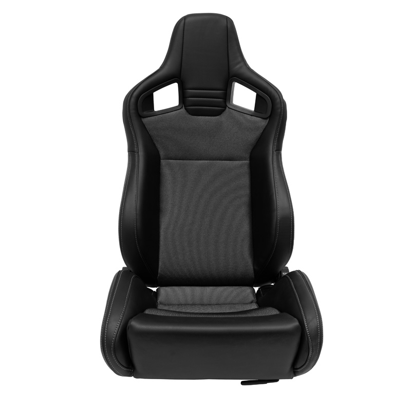 Siège baquet 'NK' - Simili Cuir Noir + Gris Textile - Dossier réglable - incl. glissières