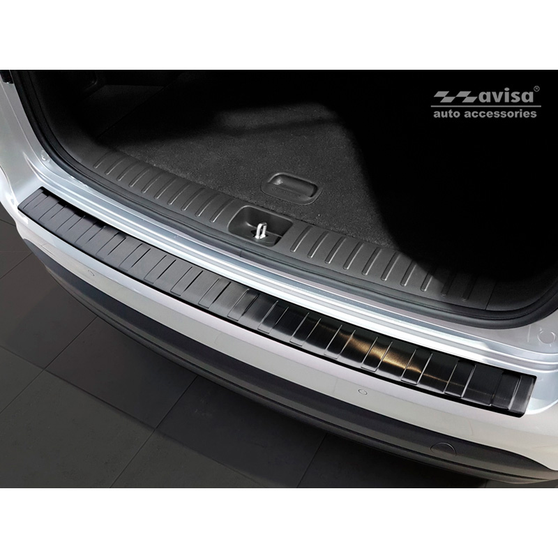 Protection de seuil arrière inox noir sur mesure pour Hyundai Tucson FL 2018- 'Ribs'