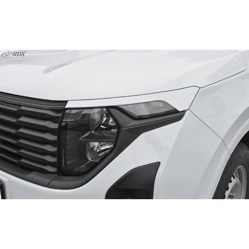 RDX Spoilers de phares sur mesure pour Ford Transit Courier & Tourneo Courier 2023- (sans clignotants LED ni feux diurnes) (ABS Blanc Brillant)