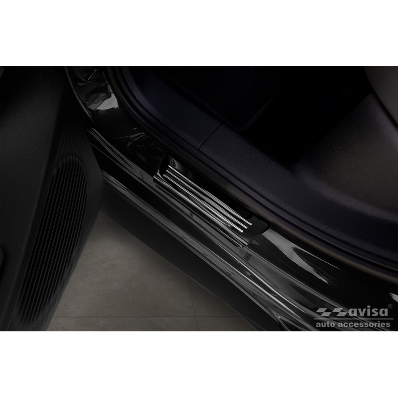 Seuils de portes inoxydable noir sur mesure pour Volkswagen ID.3 2020-2023 & FL 2023- 'E-Power' - 4-pièces