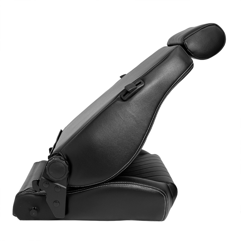 Siège baquet 'Retro' - Simili Cuir Noir + Surpiqûres argent - Dossier réglable - incl. glissières