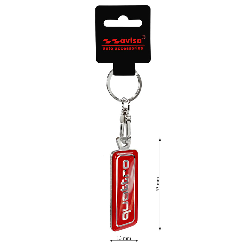 Porte-clés en acier inoxydable - 'Quattro' Rouge