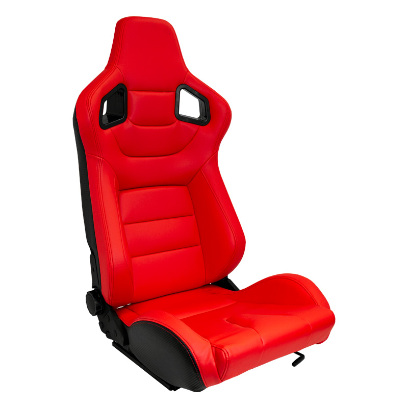 Siège baquet 'RK' - Rouge Simili Cuir - Dossier réglable - incl. glissières