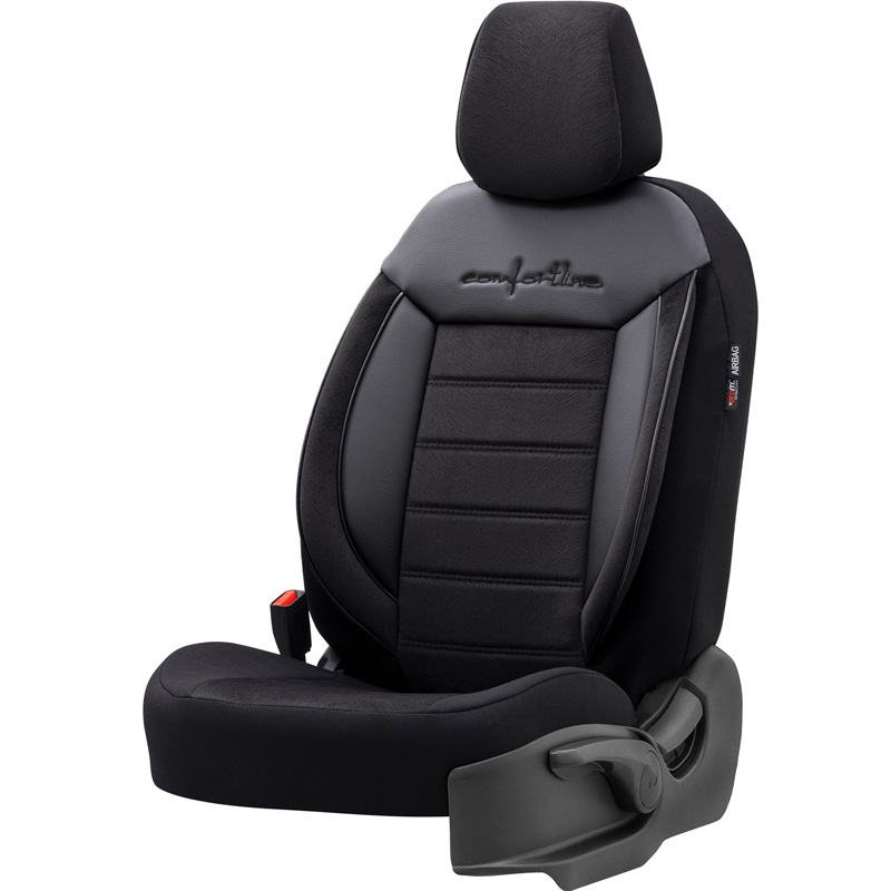 Housse de sièges universel en velours/textile 'Comfortline' Noir - 11-pièces - adapté aux Side-Airbags