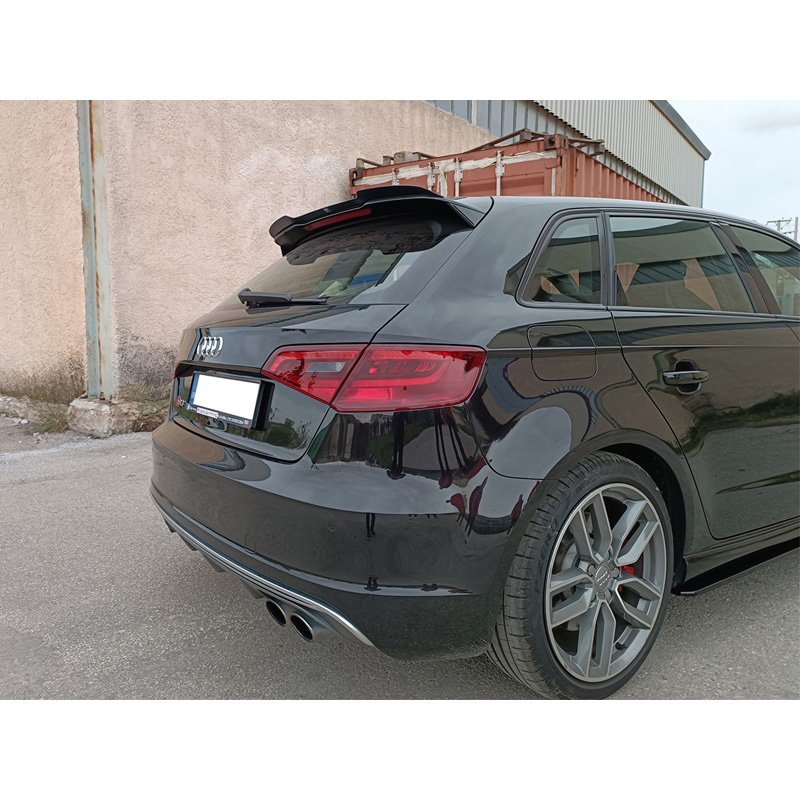Becquet de toit (Spoiler Cap) sur mesure pour Audi A3 (8V) S-Line/S3 Hatchback/Sportback 2012-2016 (ABS Noir Luisant)