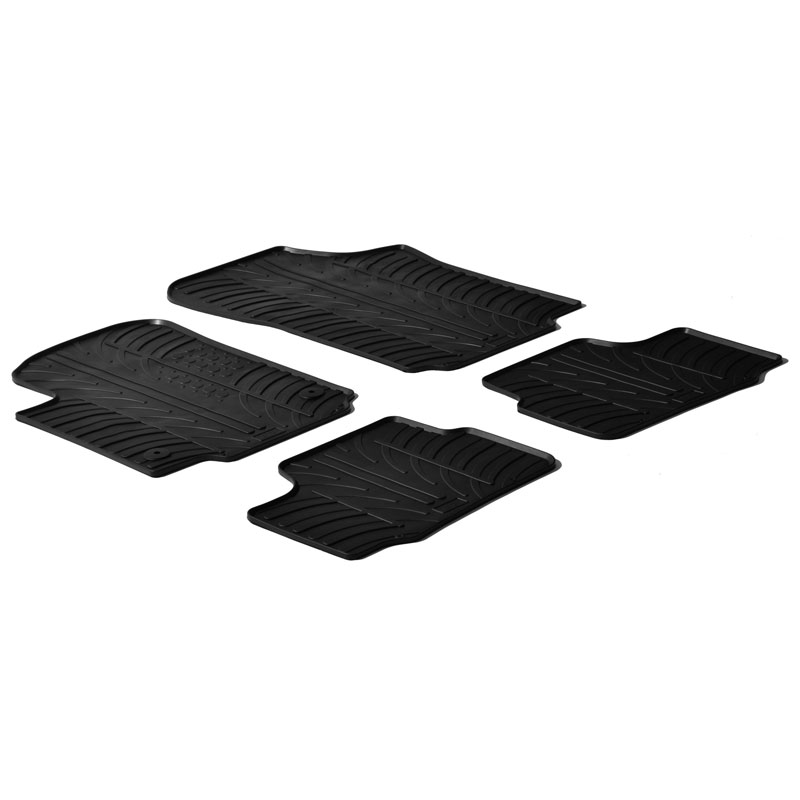 Set tapis de caoutchouc sur mesure pour Volkswagen Up / Skoda Citigo / Seat Mii 2012- excl. Electric (T profil 4-pièces + clips de montage)