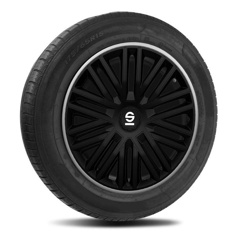 Sparco Enjoliveurs Bergamo - 15-pouces - Noir/Gris - Set de 4 pièces