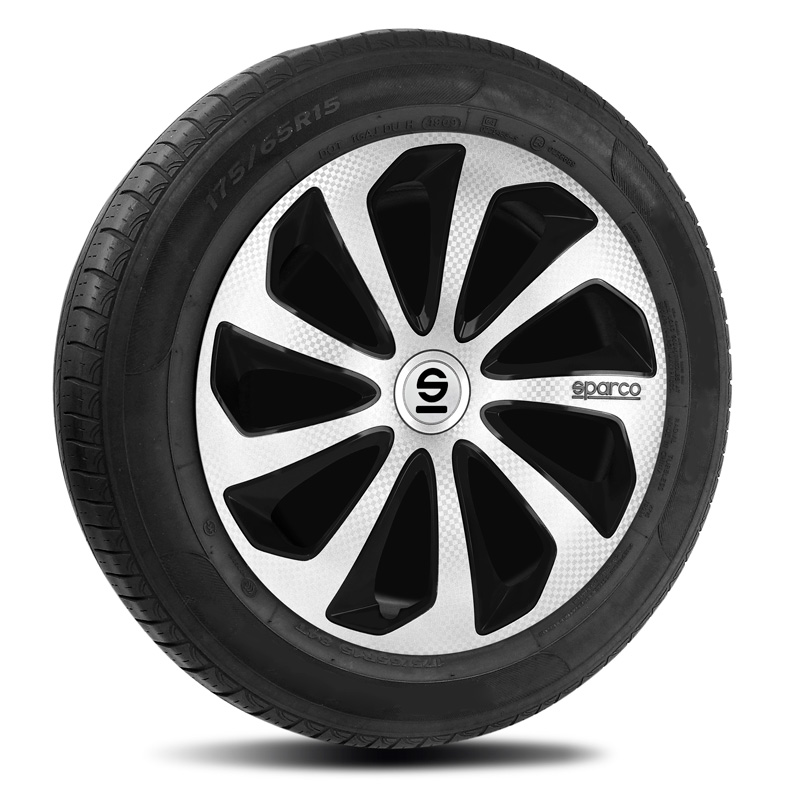 Sparco Enjoliveurs Sicilia - 14-pouces - Argent/Noir/Carbone - Set de 4 pièces