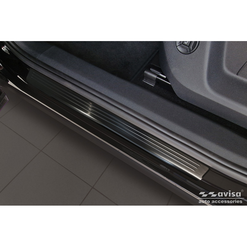 Seuils de portes inoxydable noir sur mesure pour Volkswagen Tiguan III (CT1) 2024- - 'Lines' - 4-pièces