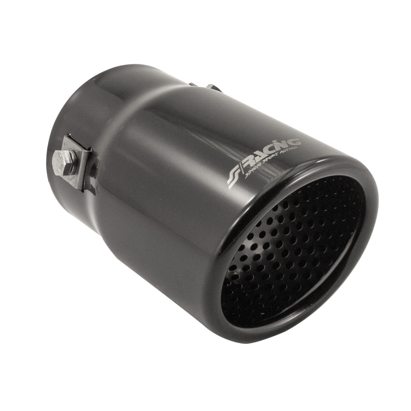 Simoni Racing Embout d'Échappement Ovale/Oblique Noir - 76x80xL128mm - Montage ->68mm