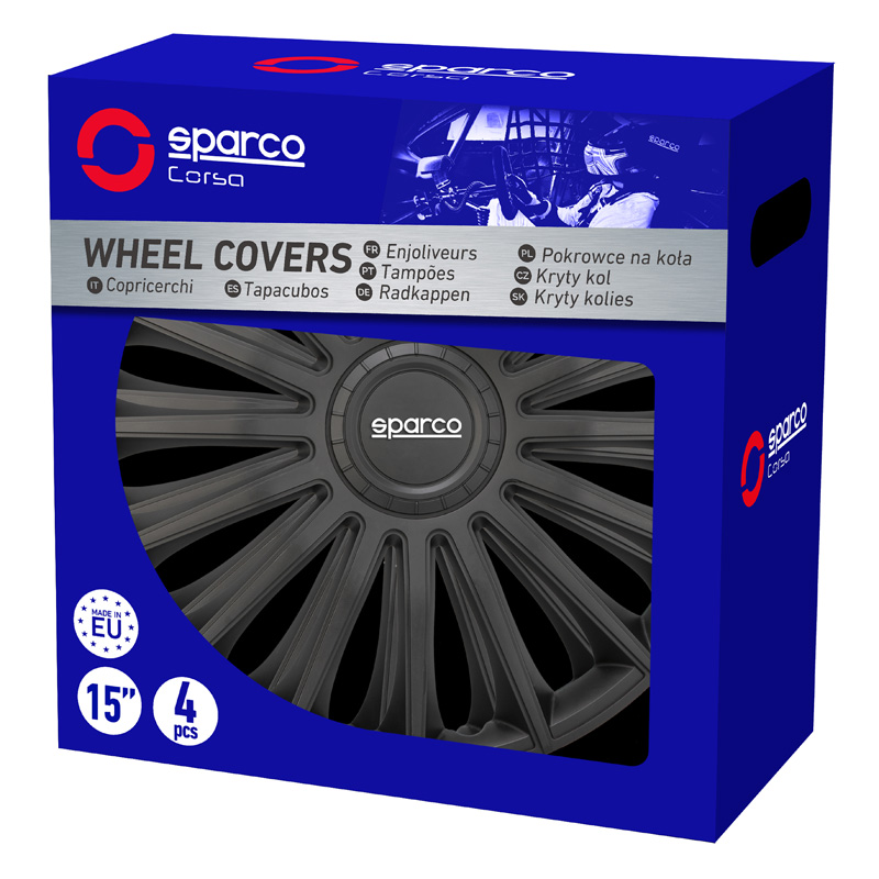 Sparco Enjoliveurs Treviso - 15-pouces - Noir - Set de 4 pièces
