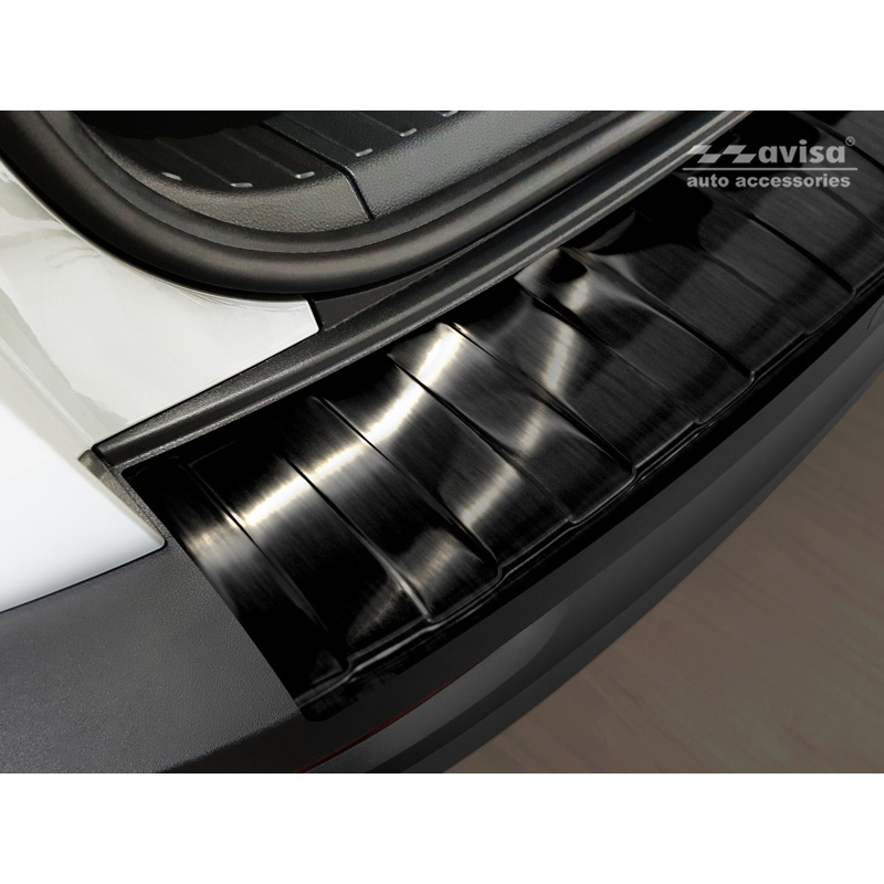Protection de seuil arrière inox noir sur mesure pour Skoda Karoq 2017-2022 'Ribs'