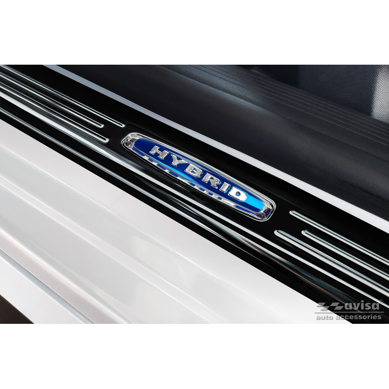 Seuils de portes inoxydable noir sur mesure pour Peugeot 308 III HB & SW 2021- 'Hybrid' - 4-pièces
