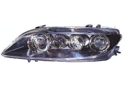 koplamp, H1+H1, elektr verstelb, incl motor, zwart, rechts, 07/2