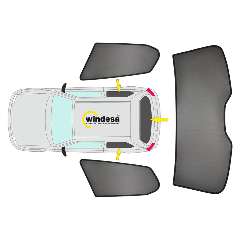 SunClip Protection visuelle & solaire sur mesure pour Fiat 500e (332) 2020- excl. 3+1