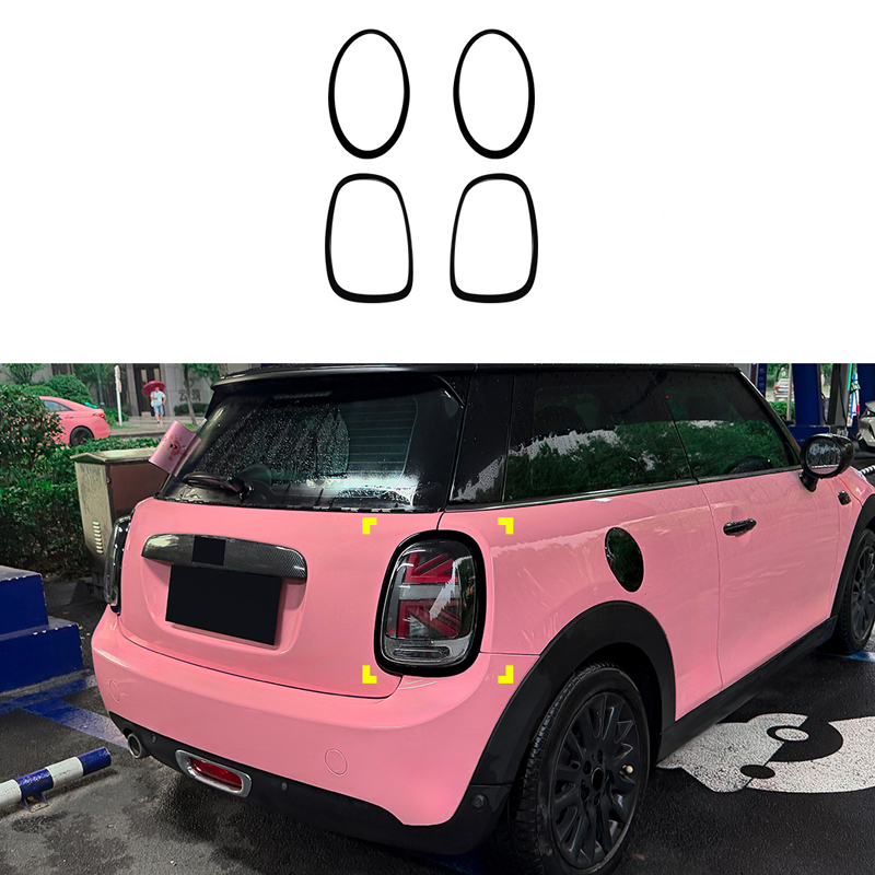 Cadres pour phares avant et feux arrière sur mesure pour Mini One/Cooper/S/Cabrio F55/F56/F57 2013-2024 - set de 4 pièces (ABS Noir Luisant)