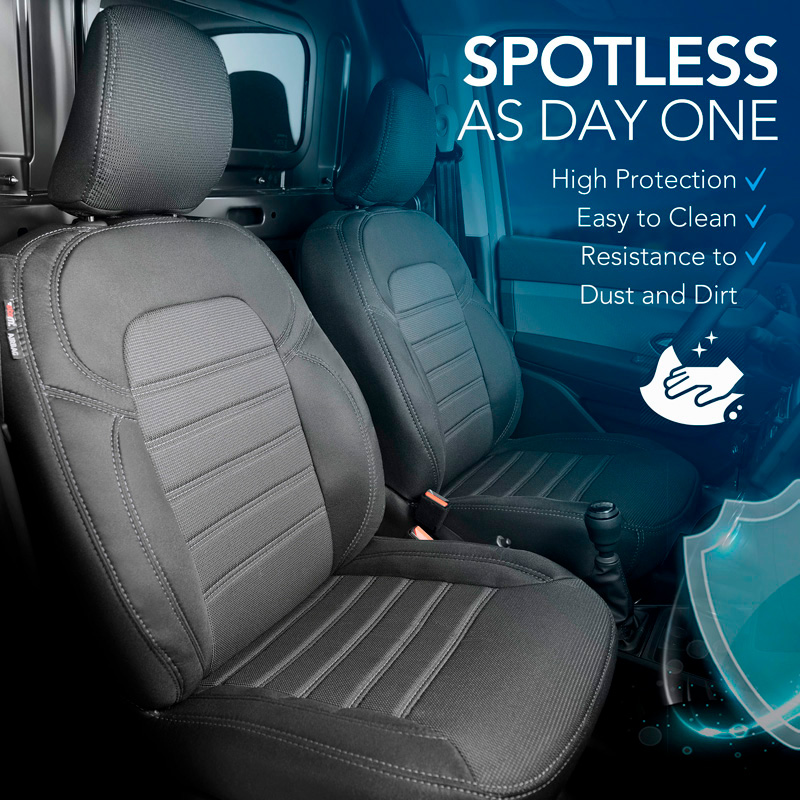 Original Design Housses de siège en tissu 1+1 sur mesure pour Opel Combo 2018- (accoudoir sur le siège conducteur + siège passager rabattable)