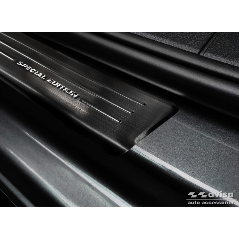 Seuils de portes inox noir sur mesure pour Volkswagen Caddy V 2020- - 'Special Edition' - 2-pièces