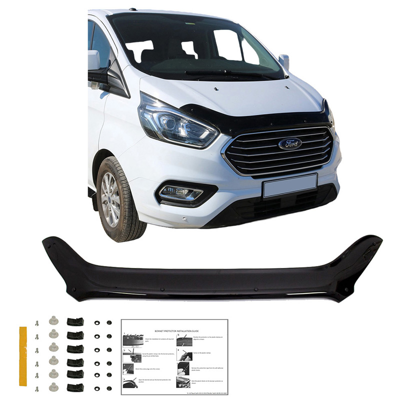 Protection du capot sur mesure pour Ford Transit Custom MK1 Facelift 2018-2023 - Noir brillant