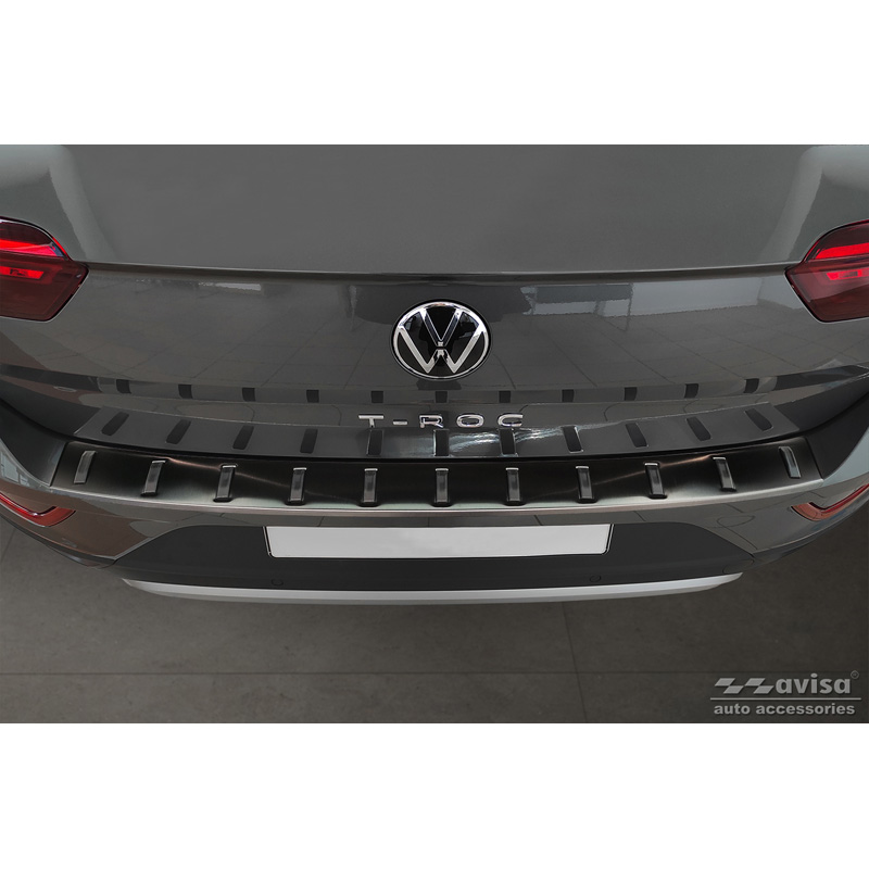 Protection de seuil arrière inox noir sur mesure pour Volkswagen T-Roc & T-Roc Cabrio 2017-2022 & Facelift 2022- 'STRONG EDITION'