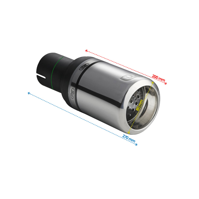 Ulter Sport Embout d'échappement - Ronde Ø80mm Big Rim - Longueur 200mm - Montage ->50mm - Inoxydable