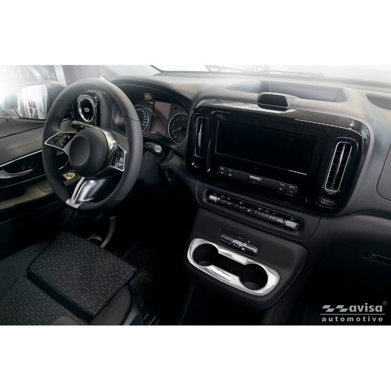 Avisa Enjoliveurs pour porte-gobelet Acier Inox sur mesure pour Mercedes Vito Tourer W447 Facelift 2024- - Argent