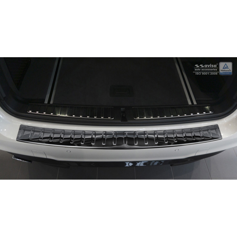 Protection de seuil arrière inox Noir-Chromé sur mesure pour BMW X3 F25 2014-2017 'Ribs'