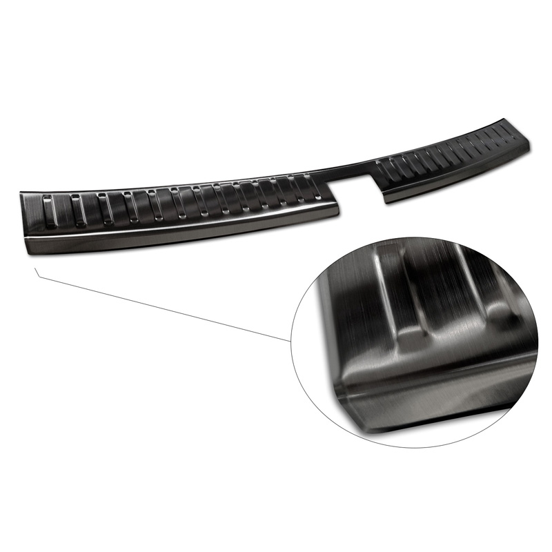 Protection de seuil arrière d'intérieur inox noir sur mesure pour Skoda Kodiaq 2017-2021 & Facelift 2021-2024 'Ribs'