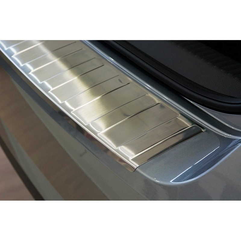 Protection de seuil arrière inox sur mesure pour Skoda Superb Liftback 2015-2019 & 2019- 'Ribs'