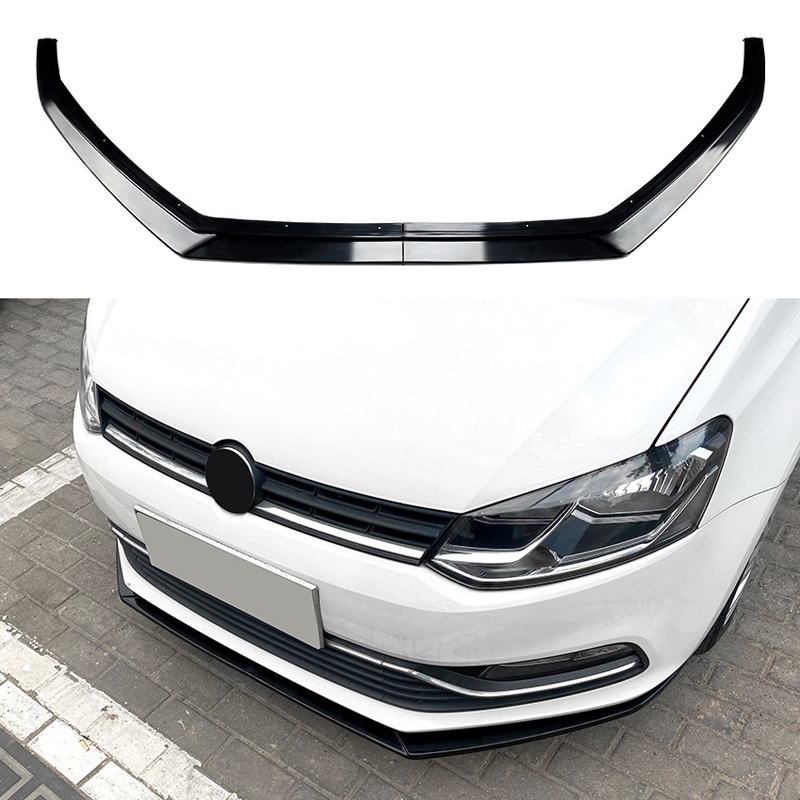 Spoiler avant sur mesure pour Volkswagen Polo 6R/6C 2009-2017 excl. GTi/GT/WRC (ABS Noir luisant)
