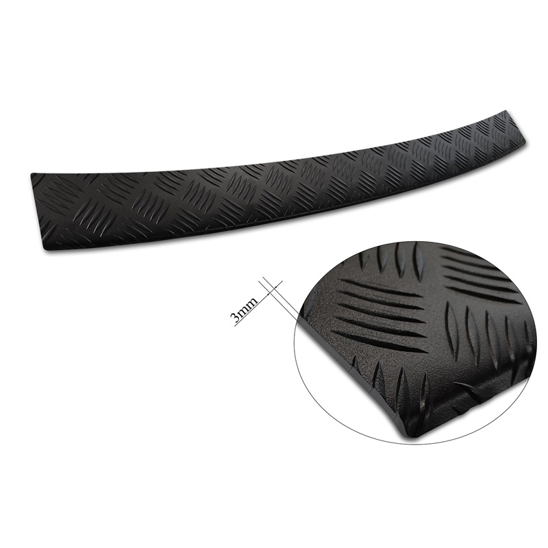 Protection de seuil arrière en aluminium noir mat sur mesure pour Volkswagen Touran III 2015- incl. R-Line 'Riffled Plate'