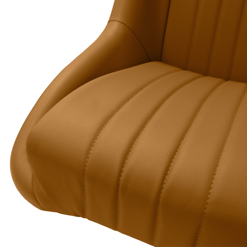 Siège baquet 'Classic' - Simili Cuir Beige - Dossier fixe + Appuie-tête - incl. glissières