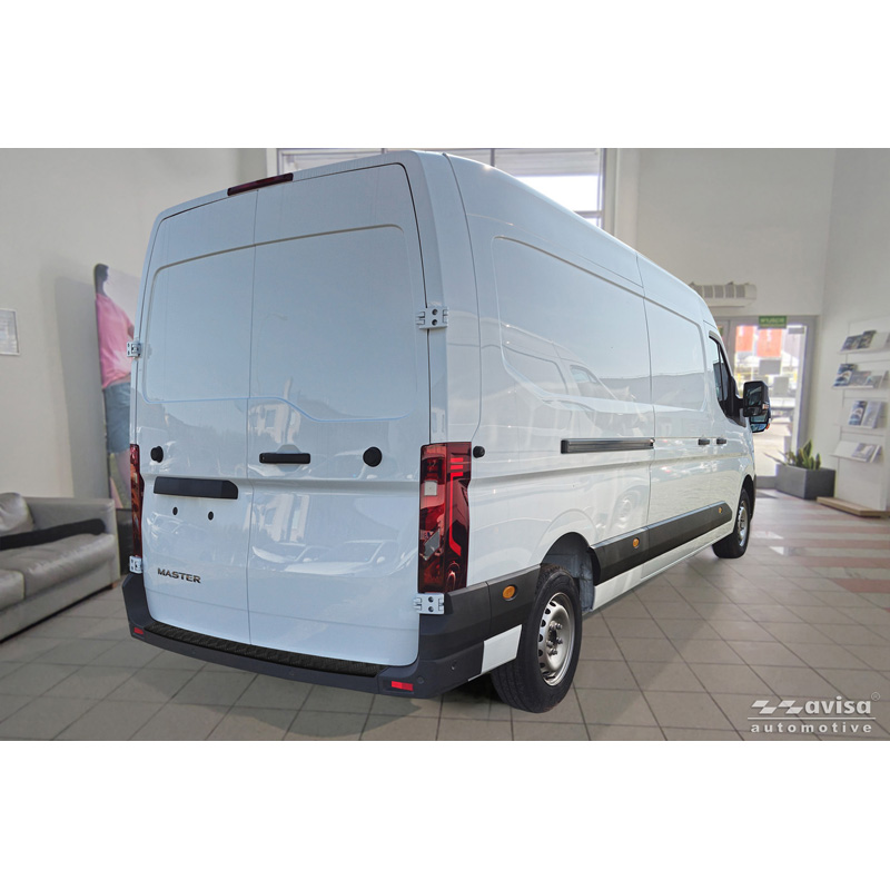 Avisa Protection de seuil arrière en aluminium noir mat sur mesure pour Renault Master IV 2024- 'Riffled Plate'