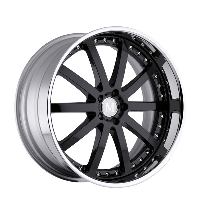 Velgen Mandrus Velo 20x9 5x112 ET22 Glanzend Zwart + Chromen Ran