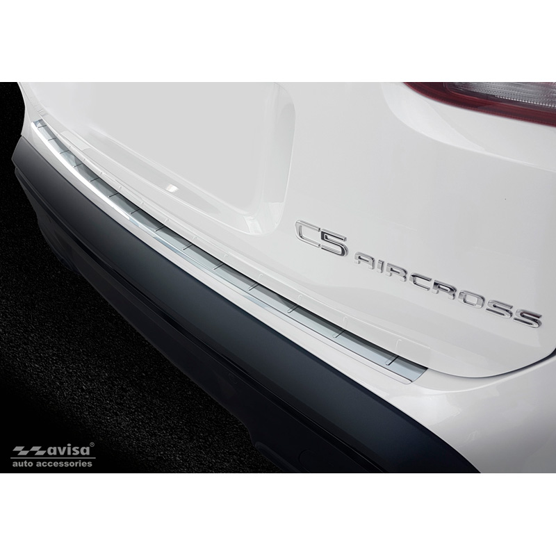 Protection de seuil arrière inox sur mesure pour Citroën C5 Aircross 2018- Incl. Facelift 'Ribs'