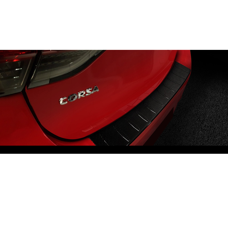 Protection de seuil arrière carboné 3D sur mesure pour Opel Corsa F HB 5-portes GS Line 2019- 'Ribs'