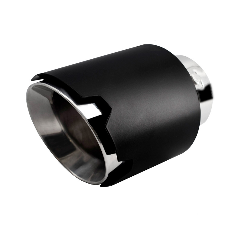 Simoni Racing Embout d'Échappement Rond/Oblique Noir-mattes+Inox - Ø116xL170mm - Montage 42-74mm