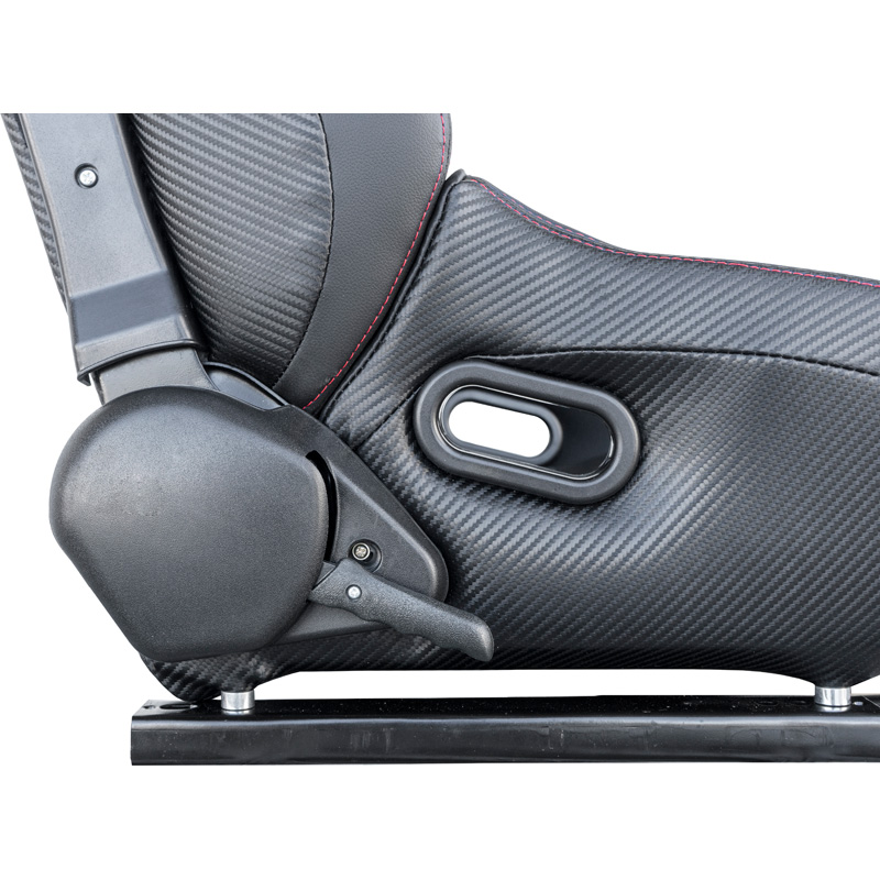 Simoni Racing Siège Baquet Emerson - Eco-Cuir Noir - Réglable du Côté Gauche - incl. Glissières