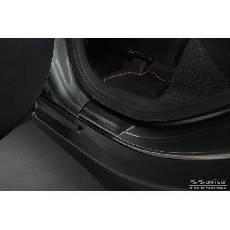 Seuils de portes inox noir sur mesure pour Toyota Aygo X 2022- 'Lines X' - 4-pièces