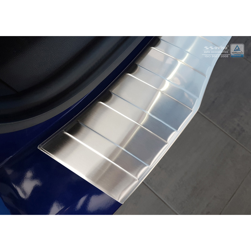 Protection de seuil arrière inox sur mesure pour Ford Tourneo Courier/Transit Courier 2014- 'Ribs'