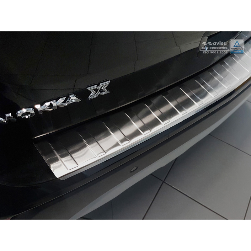 Protection de seuil arrière inox sur mesure pour Opel Mokka X 2016- 'Ribs'